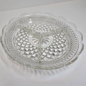 Wexford 3-Part Divided Relish Dish Anchor Hocking Glass Original Box Vintage